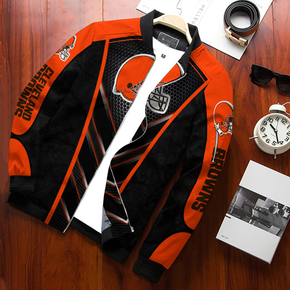 Cleveland Browns Football Team Bomber Jacket Full Zip Jacket For Nfl Fans Sport