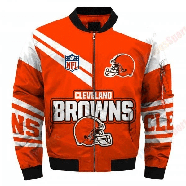 Cleveland Browns Football Team Bomber Jacket Full Zip Jacket For Nfl Fan Sport