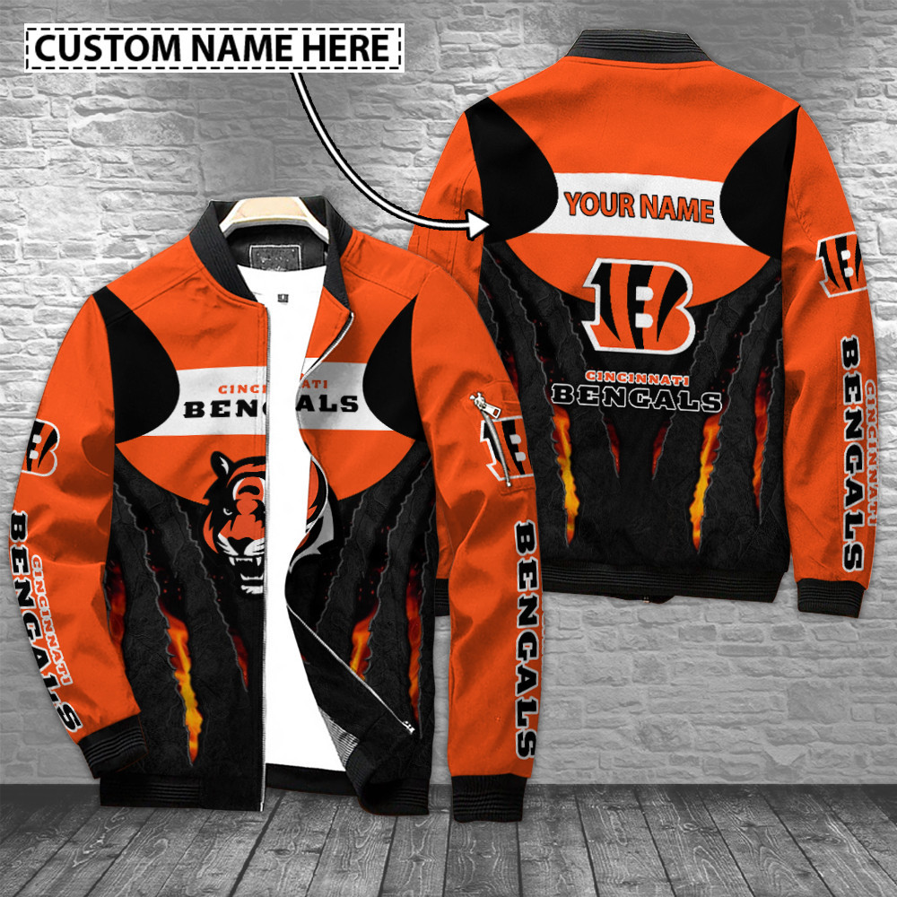 Cincinnati Bengals Personalized Special Zipper Bomber Jacket Collection For Sport Fans