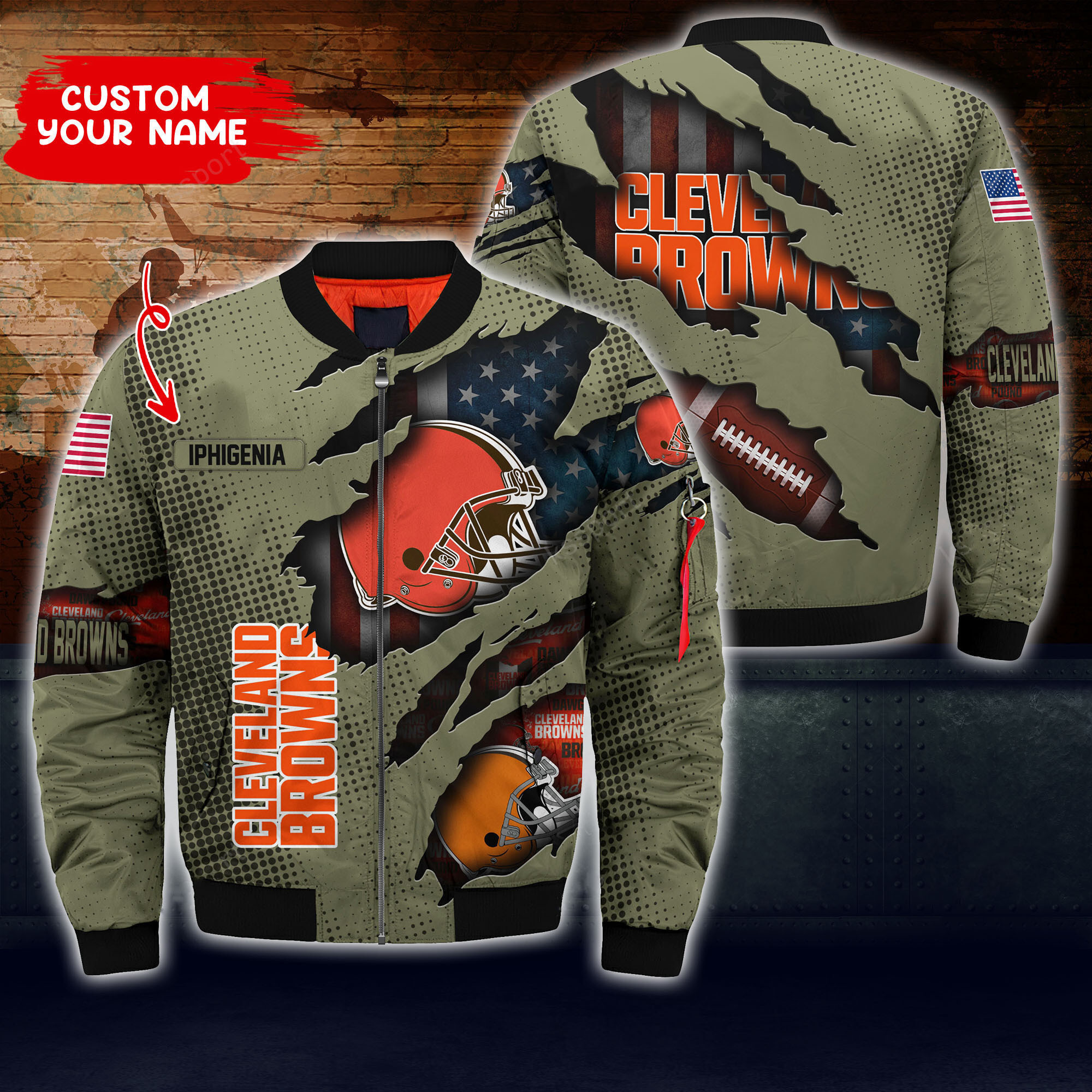 Cleveland Browns Personalized Thick Bomber Jacket