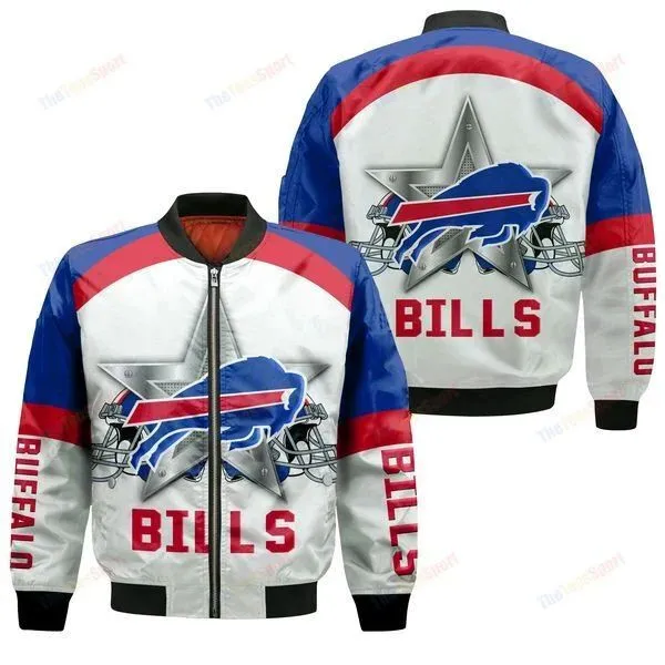 Buffalo Bills Bomber Jacket Full Zip Jacket For Nfl Fans Sport Winter Outerwear