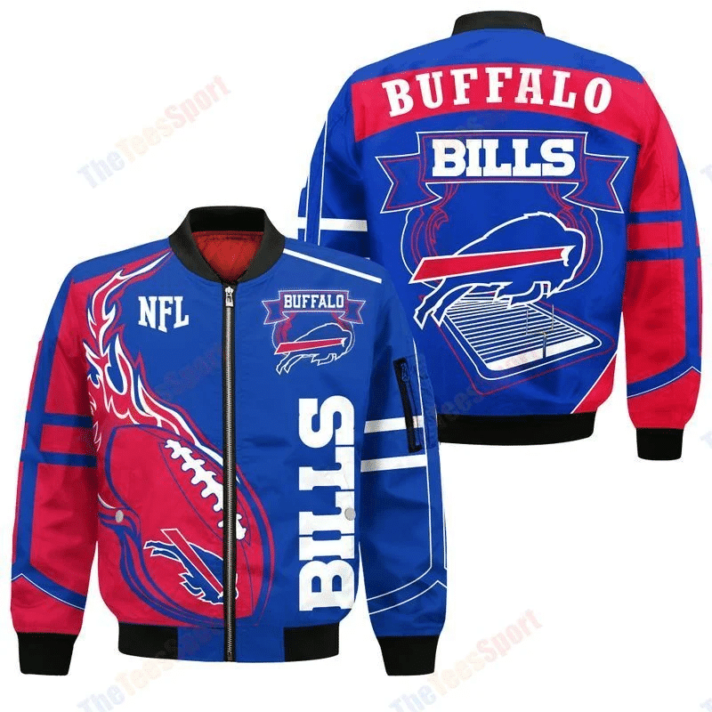Buffalo Bills Bomber Jacket Full Zip Jacket For Nfl Fans Sport Slim Fit