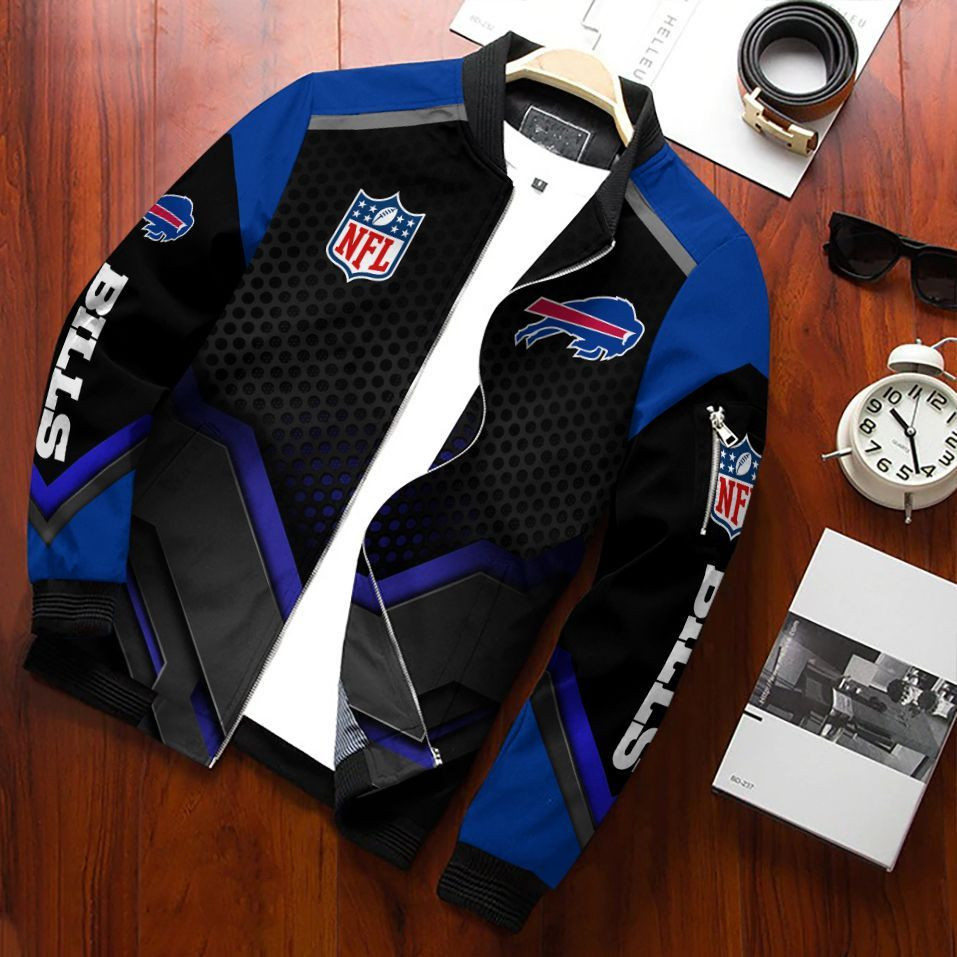 Buffalo Bills Bomber Jacket Full Zip Jacket For Nfl Fans Sport College Fashion