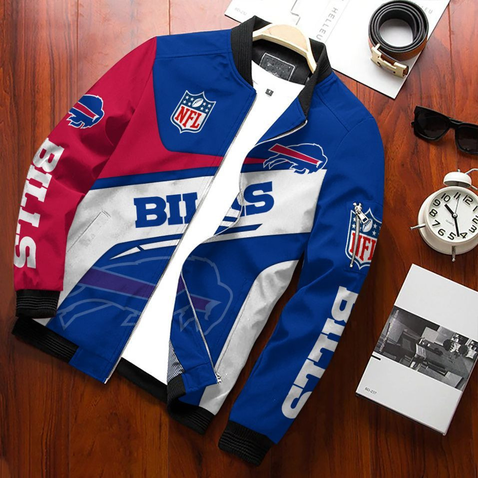 Buffalo Bills Bomber Jacket Full Zip Jacket For Nfl Fans Sport Cold Weather Gear