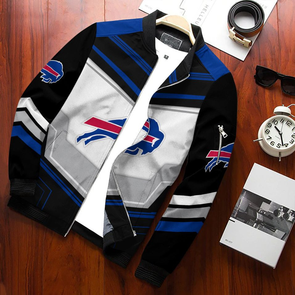 Buffalo Bills Bomber Jacket Full Zip Jacket For Nfl Fans Sport Workwear Style