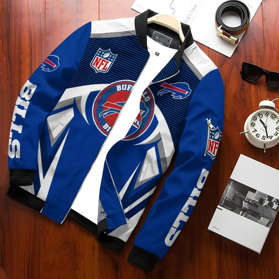 Buffalo Bills Bomber Jacket Full Zip Jacket For Nfl Fans Sport All Season Wear