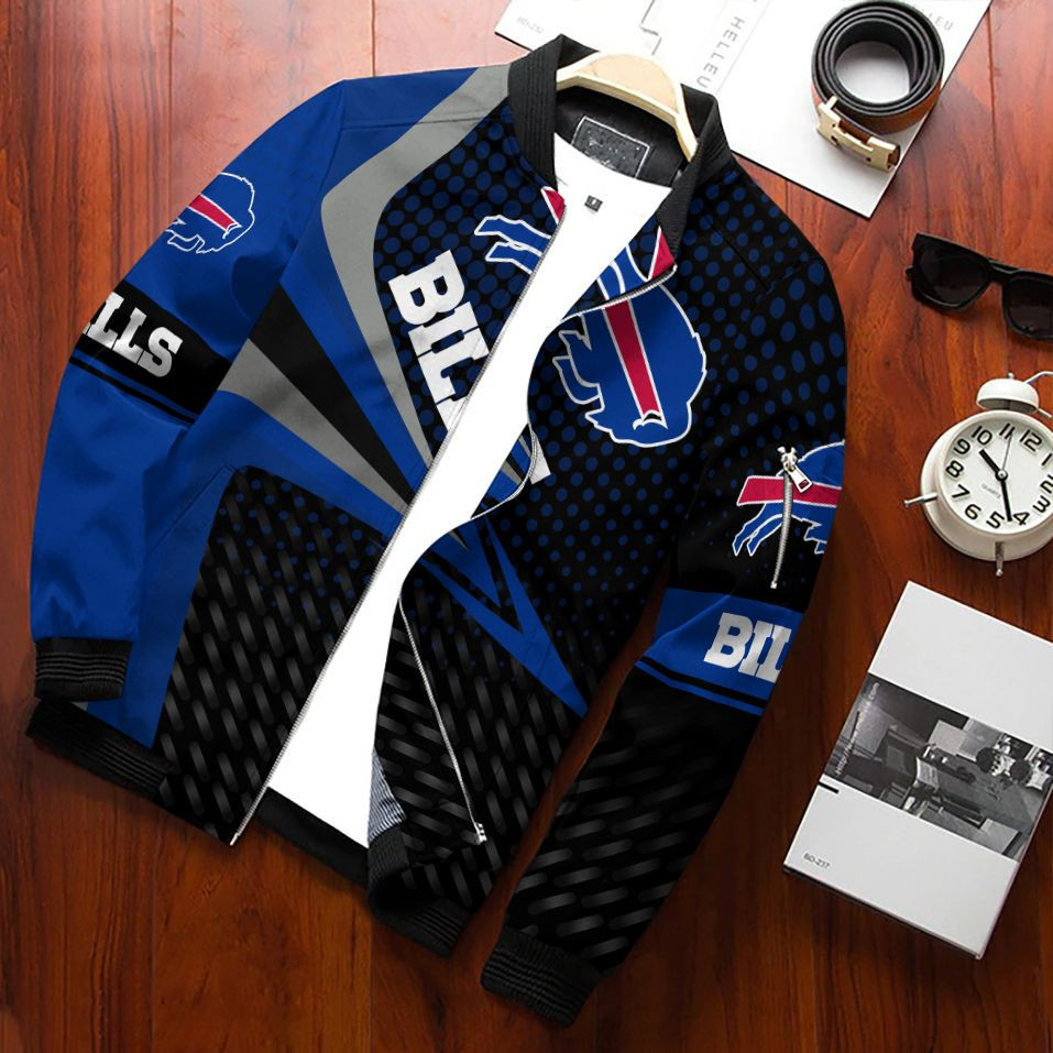 Buffalo Bills Bomber Jacket Full Zip Jacket For Nfl Fans Sport Running Errands