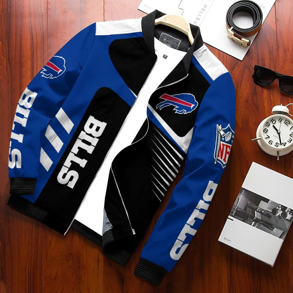 Buffalo Bills Bomber Jacket Full Zip Jacket For Nfl Fans Sport Comfortable Wear