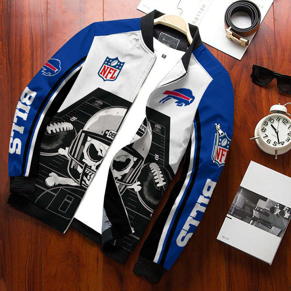Buffalo Bills Casual Bomber Jacket Full Zip Jacket For Nfl Fans Sport