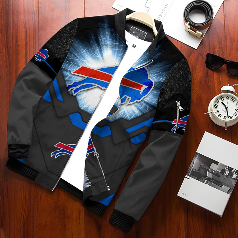 Buffalo Bills Bomber Jacket Full Zip Jacket For Nfl Fans Sport Casual Fashion