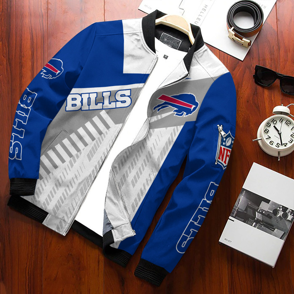 Buffalo Bills Bomber Jacket Full Zip Jacket For Nfl Fans Sport Streetwear Look