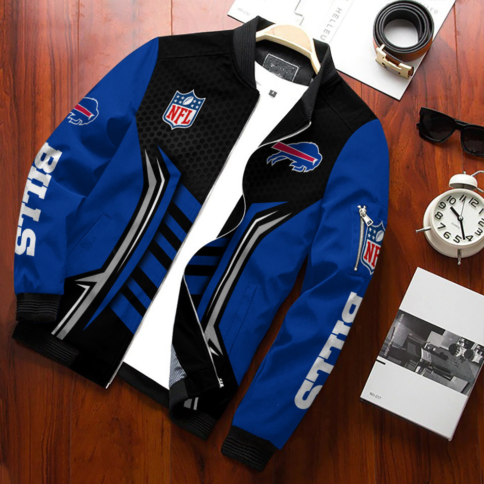 Buffalo Bills Football Team Bomber Jacket Full Zip Jacket For Nfl Fans Sport