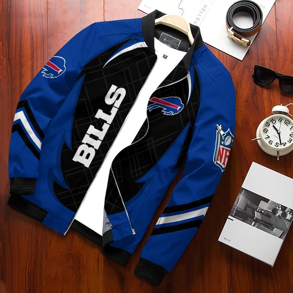 Buffalo Bills Bomber Jacket Full Zip Jacket For Nfl Fans Sport Varsity Style