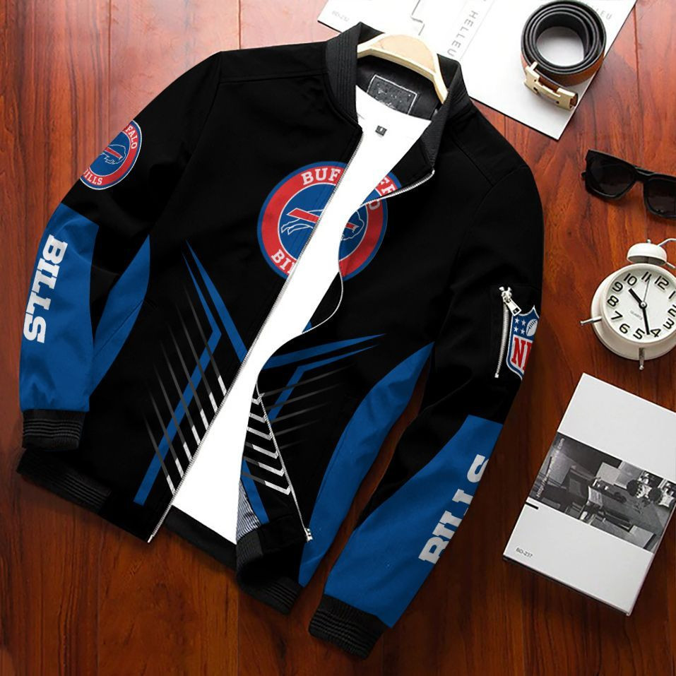 Buffalo Bills Bomber Jacket Full Zip Jacket For Nfl Fans Sport Stadium Style