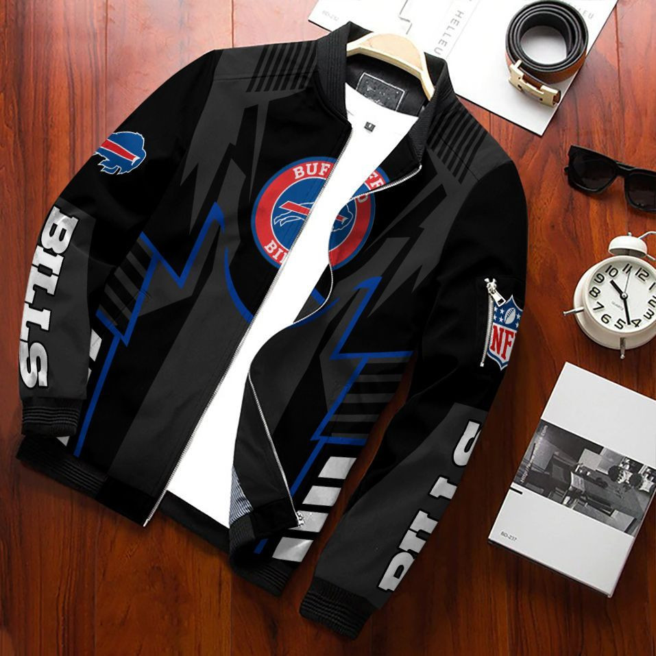 Buffalo Bills Bomber Jacket Full Zip Jacket For Nfl Fans Sport Warm And Cozy