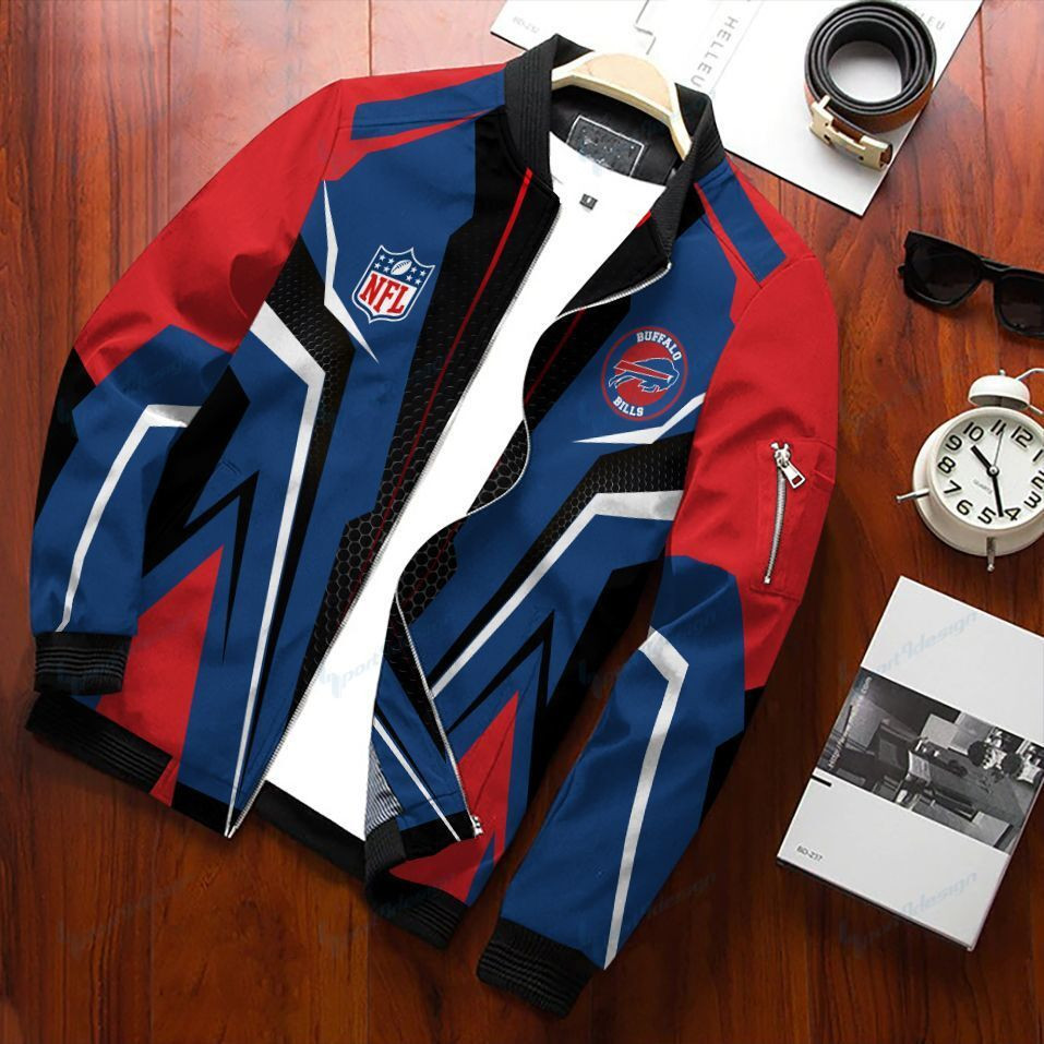 Buffalo Bills Bomber Jacket Full Zip Jacket For Nfl Fan Sport Casual Everyday Jacket