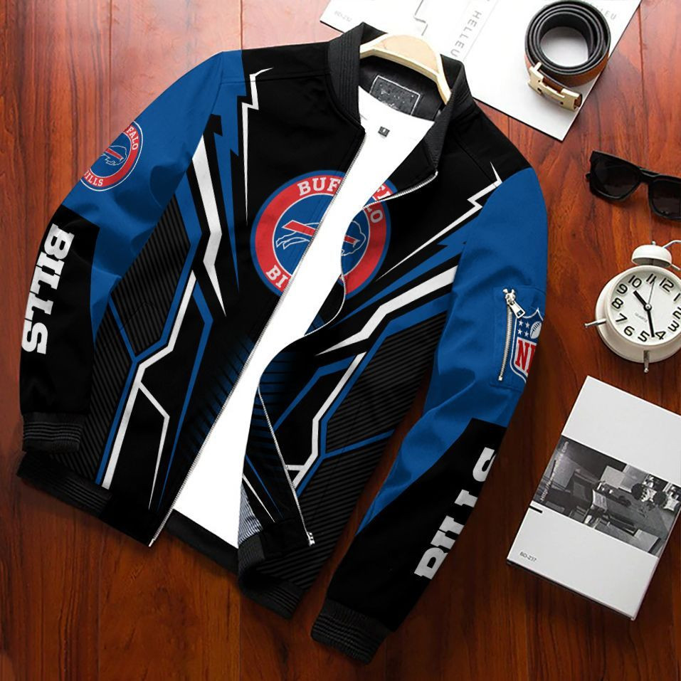 Buffalo Bills Bomber Jacket Full Zip Jacket For Nfl Fans Sport Street Style Fashion