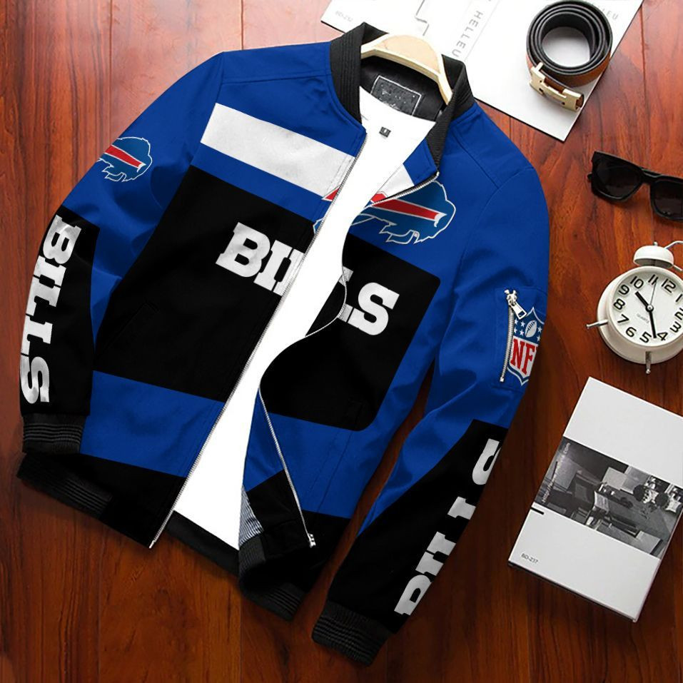 Buffalo Bills Bomber Jacket Full Zip Jacket For Nfl Fans Sport Breathable Outerwear