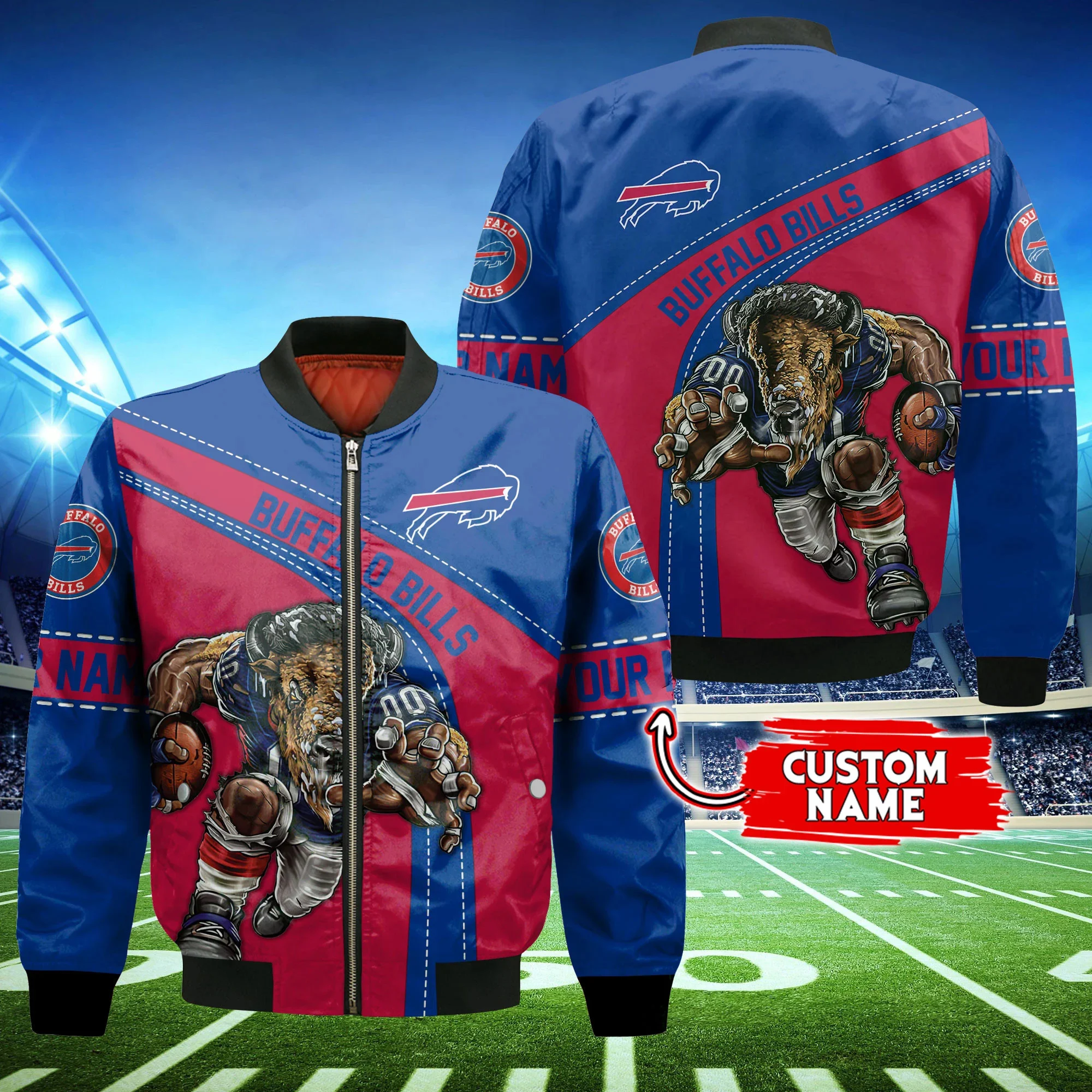Buffalo Bills Nfl Personalized Thick Bomber Jacket