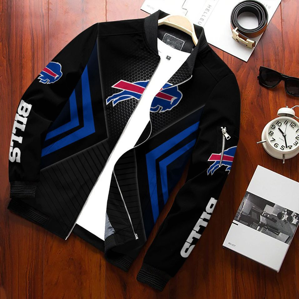 Buffalo Bills Bomber Jacket Full Zip Jacket For Nfl Fans Sport Bold Statement Jacket