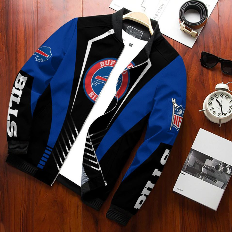 Buffalo Bills Bomber Jacket Full Zip Jacket For Nfl Fans Sporty Streetwear