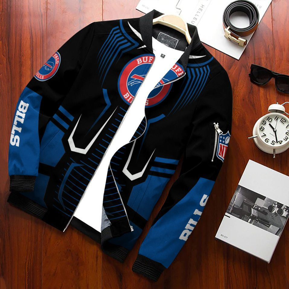 Buffalo Bills Bomber Jacket Full Zip Jacket For Nfl Fans Sport Tailgating Jacket