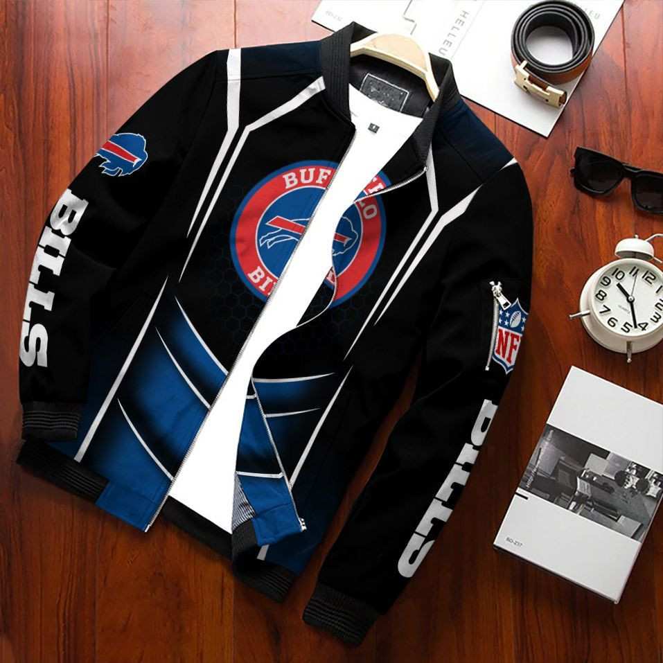 Buffalo Bills Bomber Jacket Full Zip Jacket For Nfl Fans Sport Casual Everyday Jacket