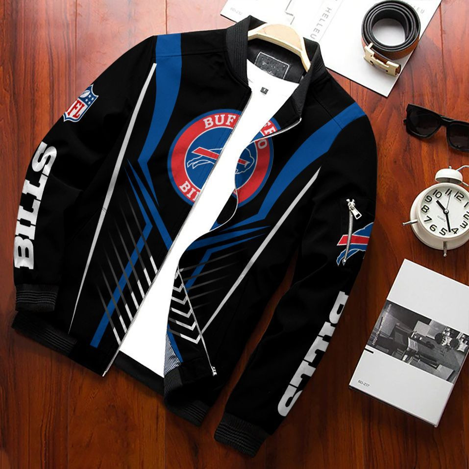 Buffalo Bills Bomber Jacket Full Zip Jacket For Nfl Fans Sport Printed Graphics