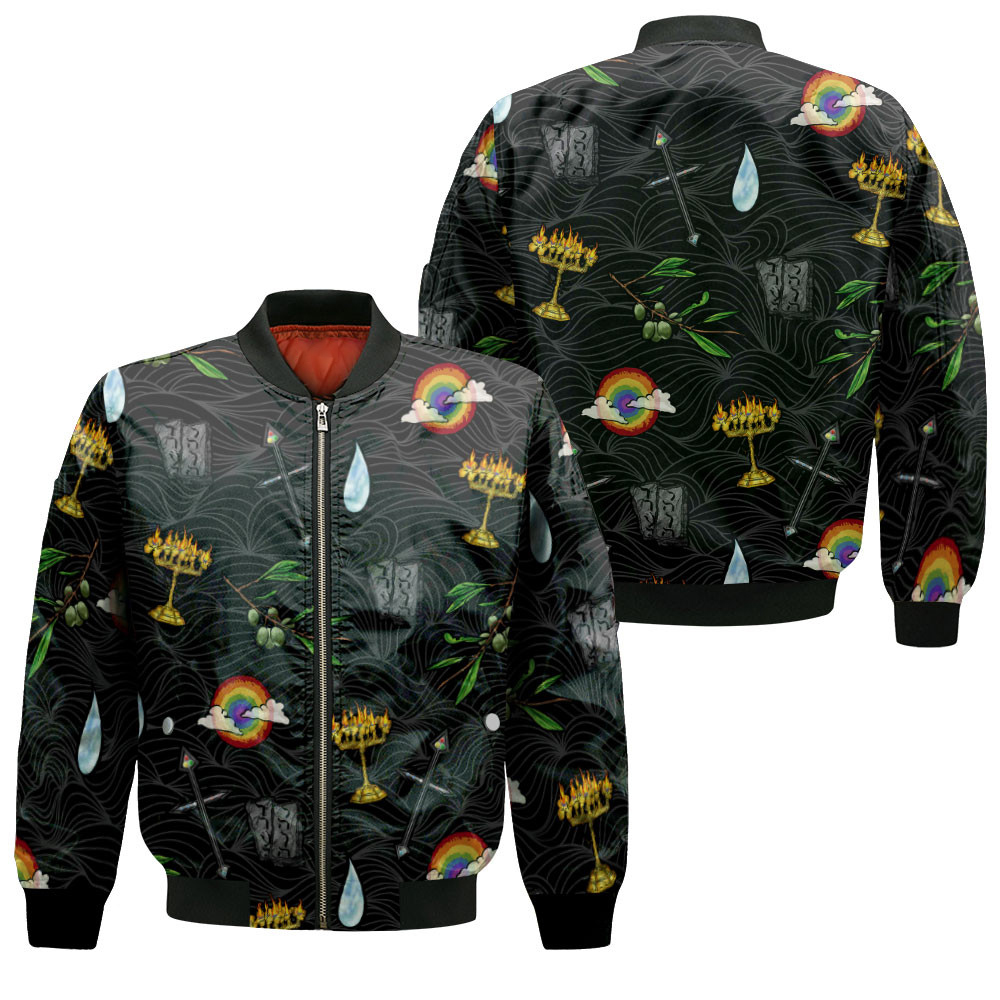 Scripture Symbols Anime Bomber Jacket For Anime Manga Fans