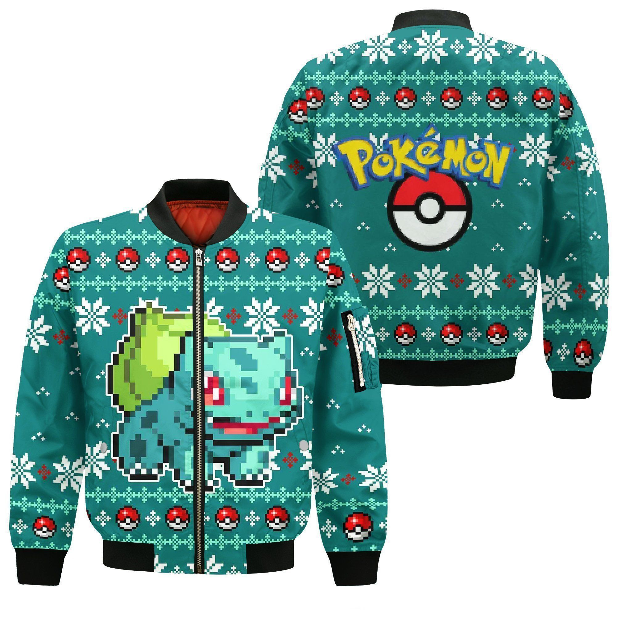 Bulbasaur Anime Bomber Jacket Gift For Anime Manga Fans