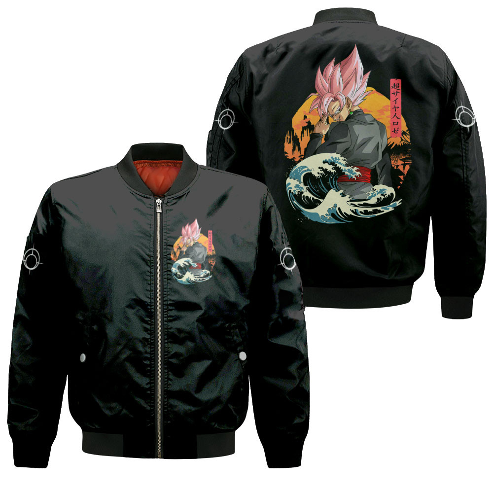 Goku Black Rose Kanagawa Anime Bomber Jacket Printed For Anime Manga Fans