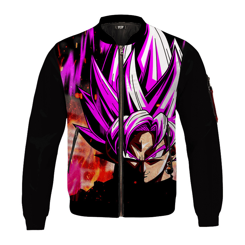 Goku Black Super Saiyan Rose Cool Dope Black Anime Bomber Jacket For Anime Manga Fans