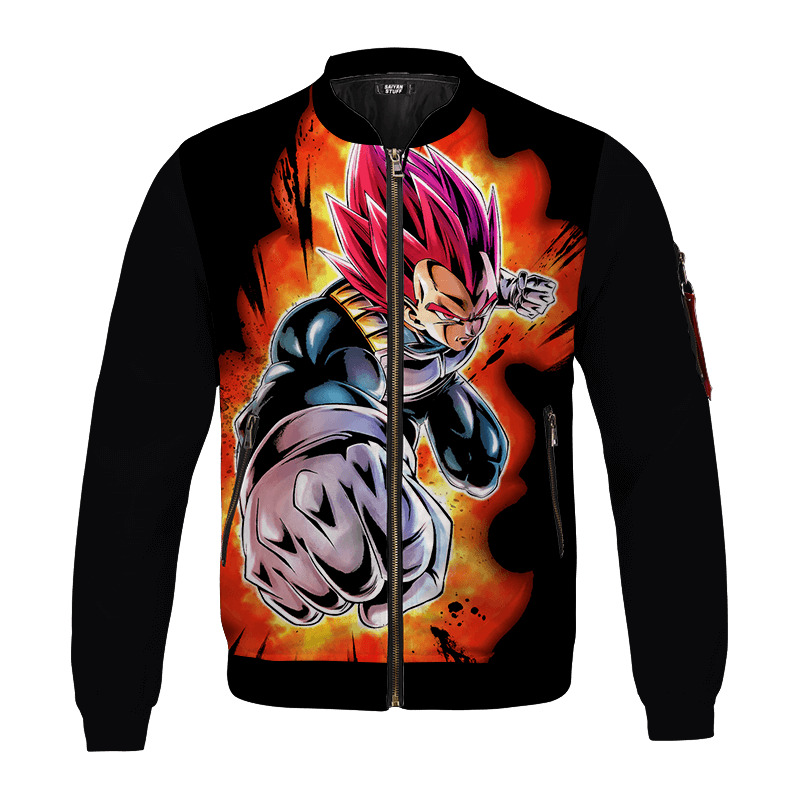 Vegeta Super Saiyan God Awesome Art Black Anime Bomber Jacket For Anime Manga Fans
