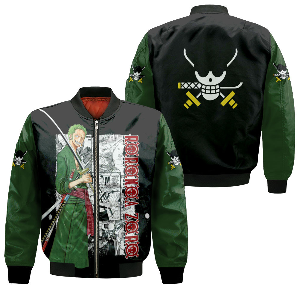 Roronoa Zoro Anime Bomber Jacket Customized Name Anime For Anime Manga Fans