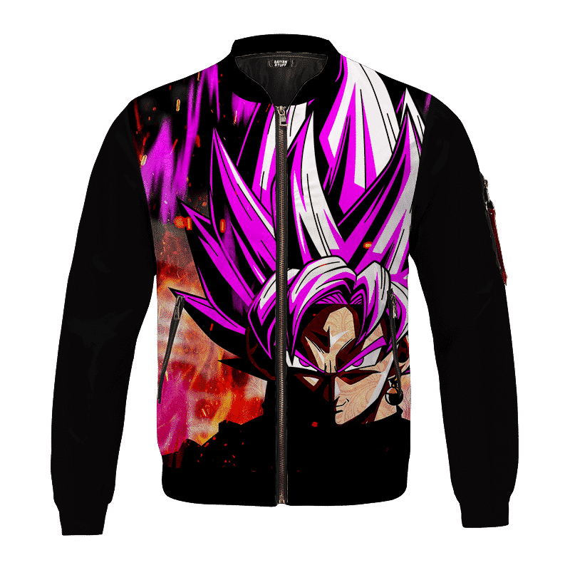 Goku Black Super Saiyan Rose Cool Dope Black Bomber Jacket For Anime Manga Fans