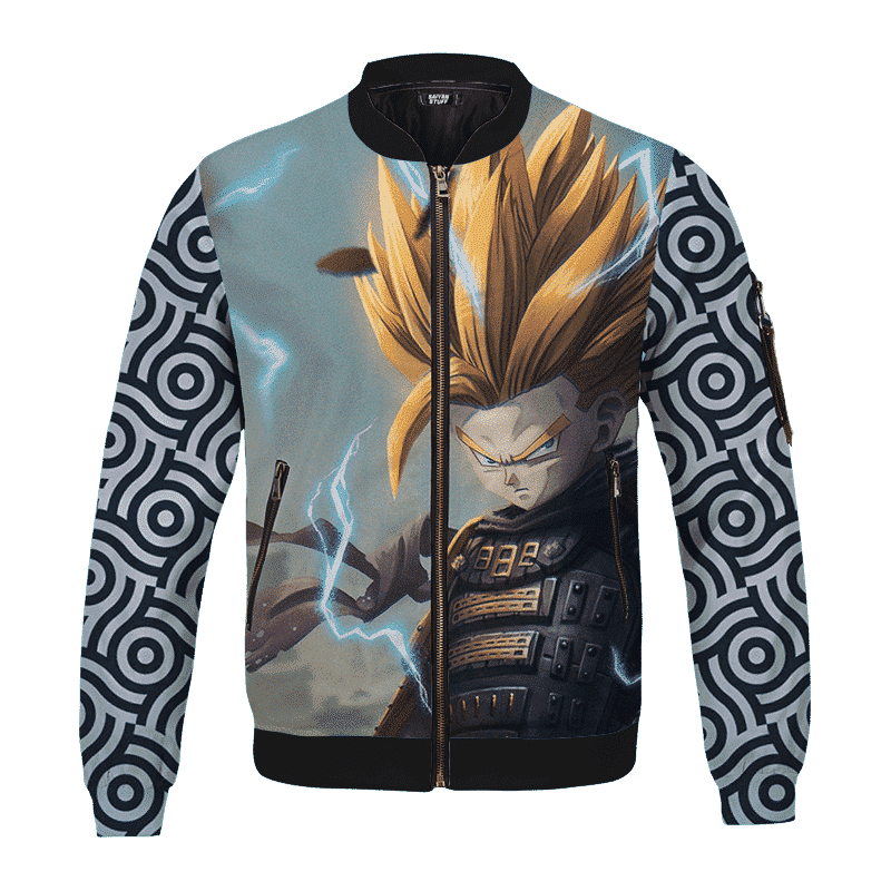 Trunks Samurai Fan Art Japanese Pattern Bomber Jacket For Anime Manga Fans