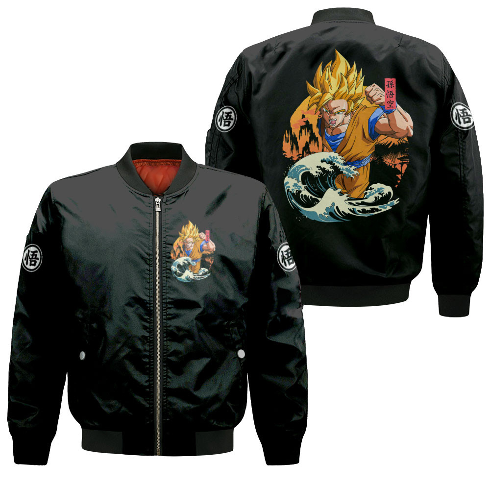 Goku Kanagawa Anime Bomber Jacket Printed Cosplay Jacket For Anime Manga Fans