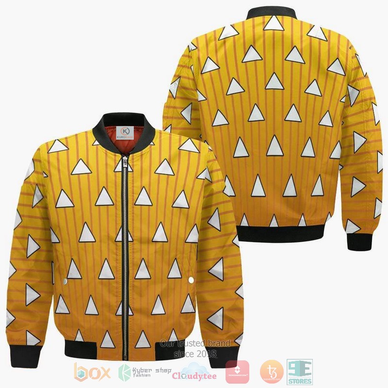 Zenitsu Agatsuma Pattern Demon Slayer Anime Cosplay Costume Bomber Jacket For Anime Manga Fans