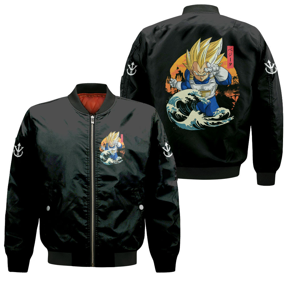 Vegeta Kanagawa Anime Bomber Jacket Printed Cosplay Jacket For Anime Manga Fans