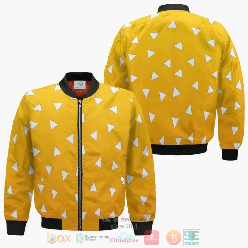 Zenitsu Pattern Demon Slayer Anime Cosplay Costume Bomber Jacket For Anime Manga Fans