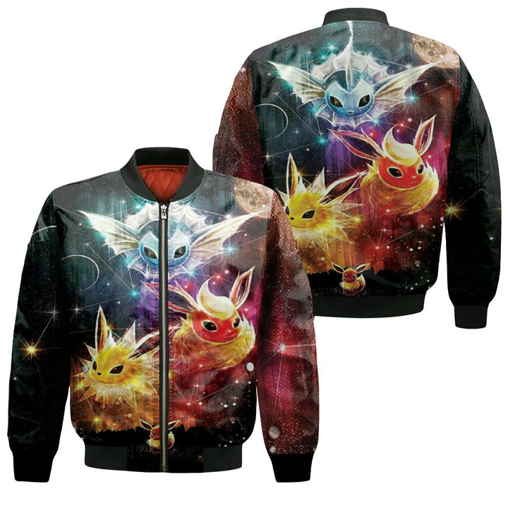 Pokemon Bomber Jacket Pokemon Eevee Evolutions Graphic Bomber Colorful For Anime Manga Fans