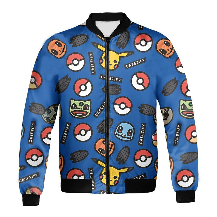 Pokemon Bomber Jacket Pokemon Casetify Pokeball Pattern Bomber Blue For Anime Manga Fans