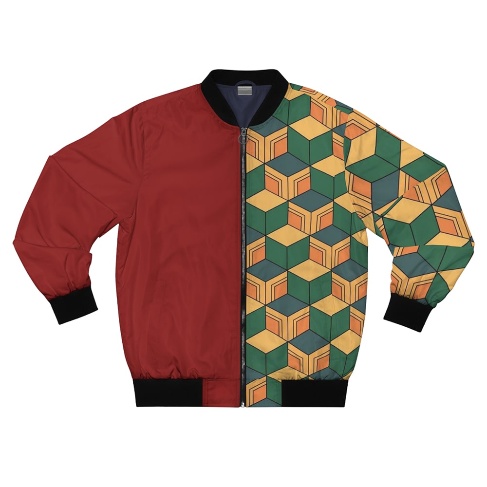 Water Pillar Color Overlap Pattern Bomber Jacket For Anime Manga Fans