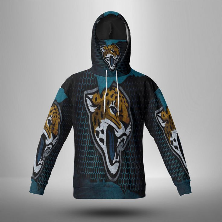 Jacksonville Jaguars Nfl Logo Print 3D Mask Hoodie Fan Gear For Men And Women