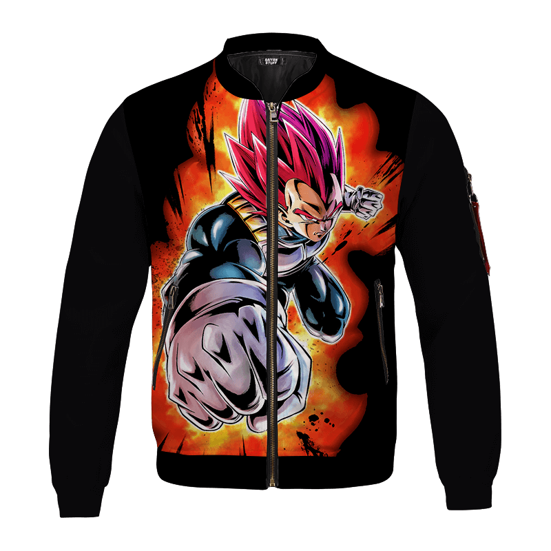 Vegeta Super Saiyan God Awesome Art Black Bomber Jacket For Anime Manga Fans