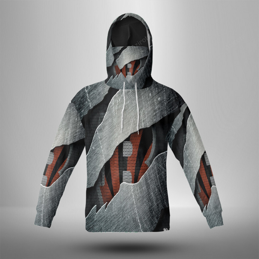 Cincinnati Bengals Football Metal 3D Mask Hoodie Fan Gear For Men And Women