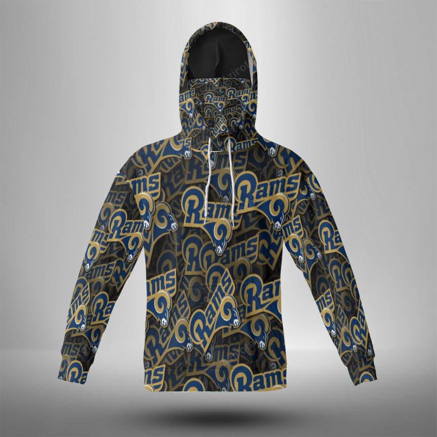 Los Angeles Rams Teams Nfl 3D Mask With Hoodie Fan Gear For Men And Women