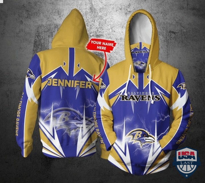 Nfl Baltimore Ravens 3D Mask Hoodie Custom Name  Fan Gear For Men And Women
