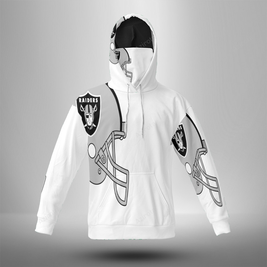 Las Vegas Raiders Helmet 3D Mask With Hoodie For Men And Women Nfl Fans Gear