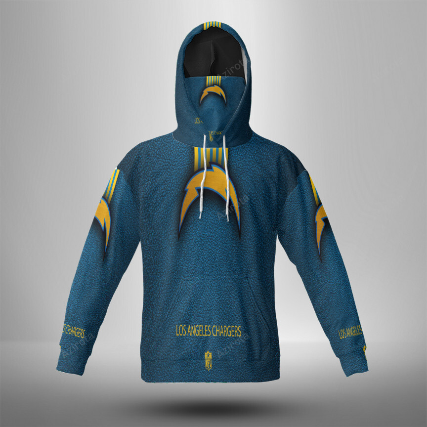 Los Angeles Chargers Emblem V8 3D Mask With Hoodie For Men And Women Nfl Fans Gear